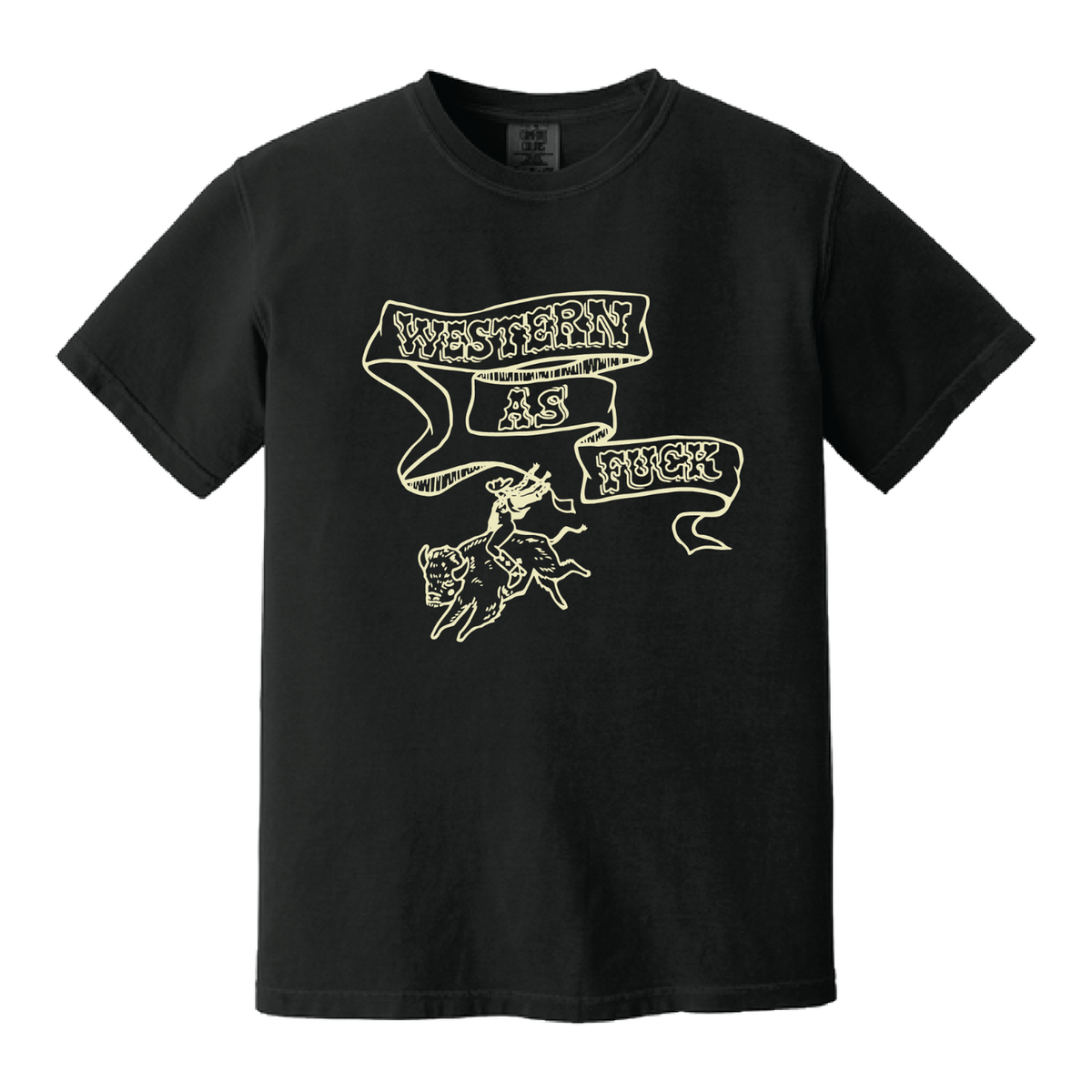 Western As Fuck Bison Gal with Banner Tee in Black