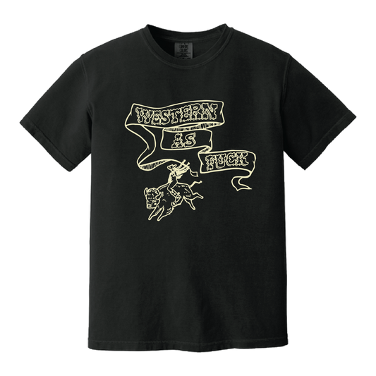Western As Fuck Bison Gal with Banner Tee in Black